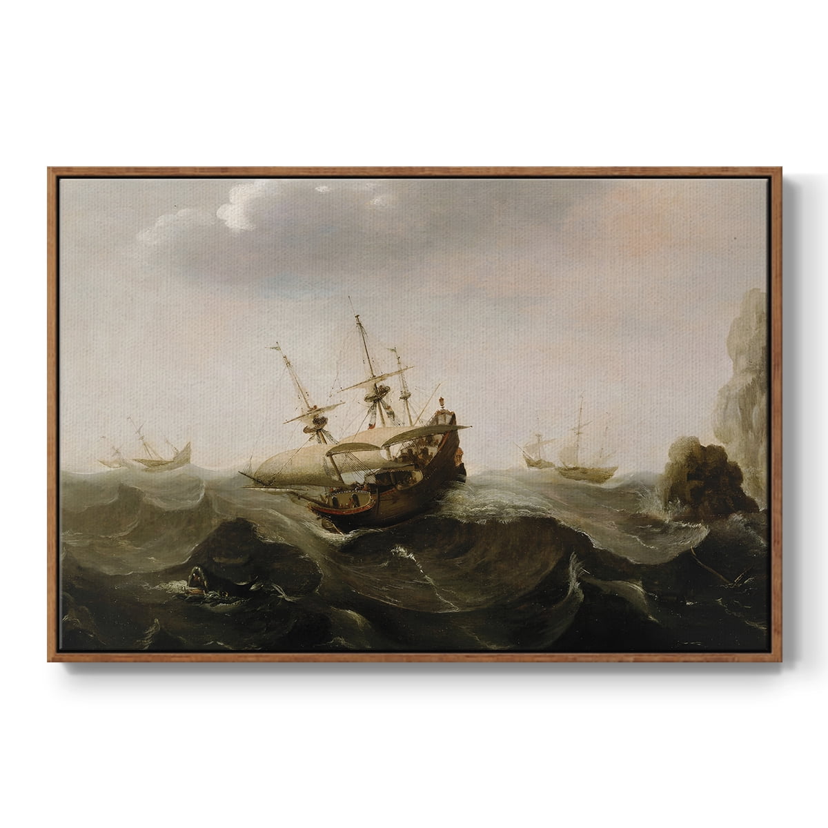 Vintage Landscape-CCLXV By Wexford Home Framed in Walnut Wood Gallery Wrapped Canvas 27 in. x 41 in.