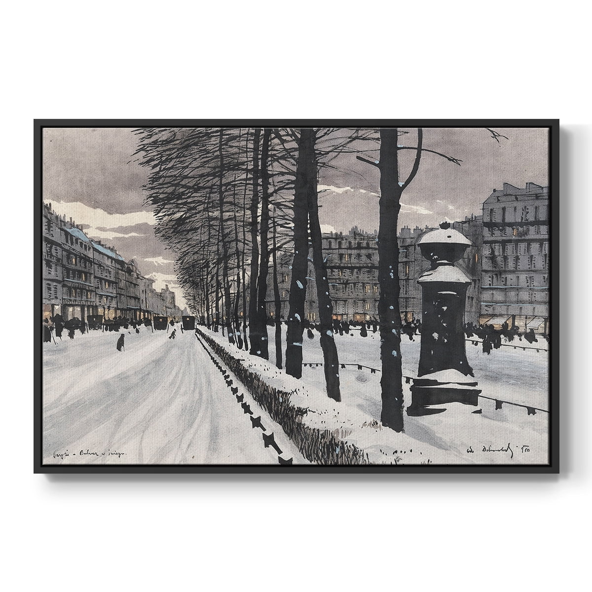 Vintage Landscape-CCLXXI By Wexford Home Framed in Black Wood Gallery Wrapped Canvas 25 in. x 37 in.