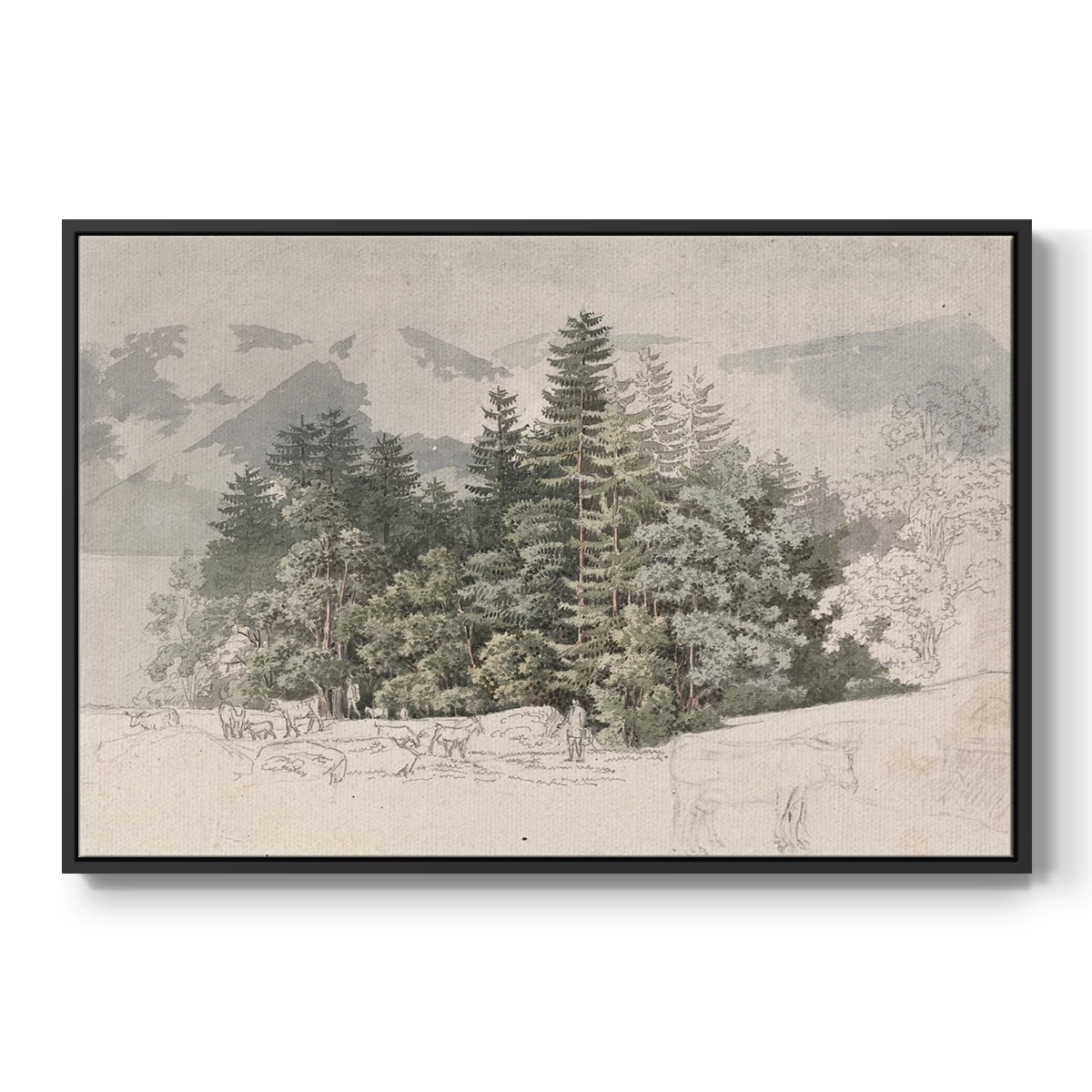 Vintage Landscape-CCLXXV By Wexford Home Framed in Black Wood Gallery Wrapped Canvas 25 in. x 37 in.