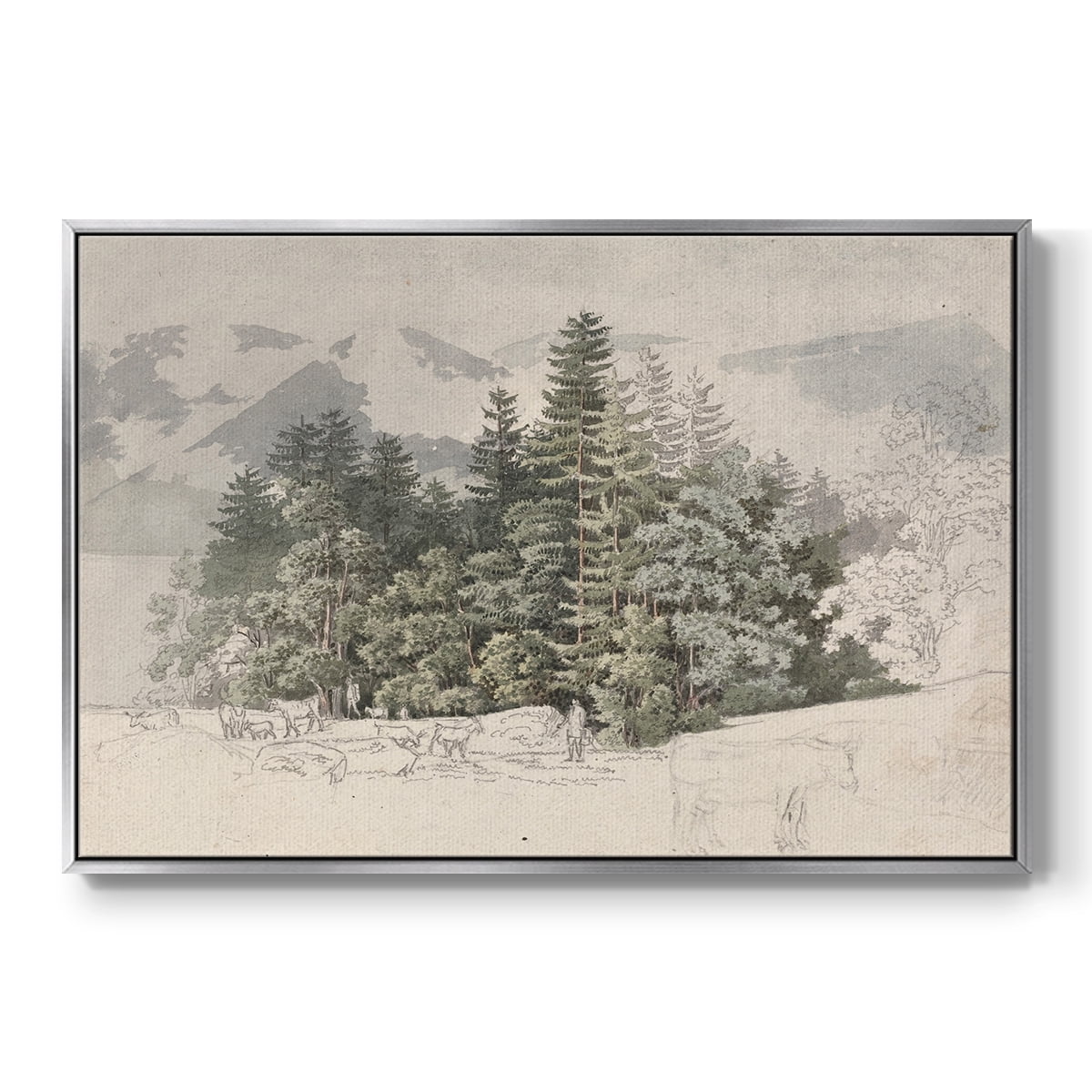 Vintage Landscape-CCLXXV By Wexford Home Framed in Silver Wood Gallery Wrapped Canvas 27 in. x 41 in.