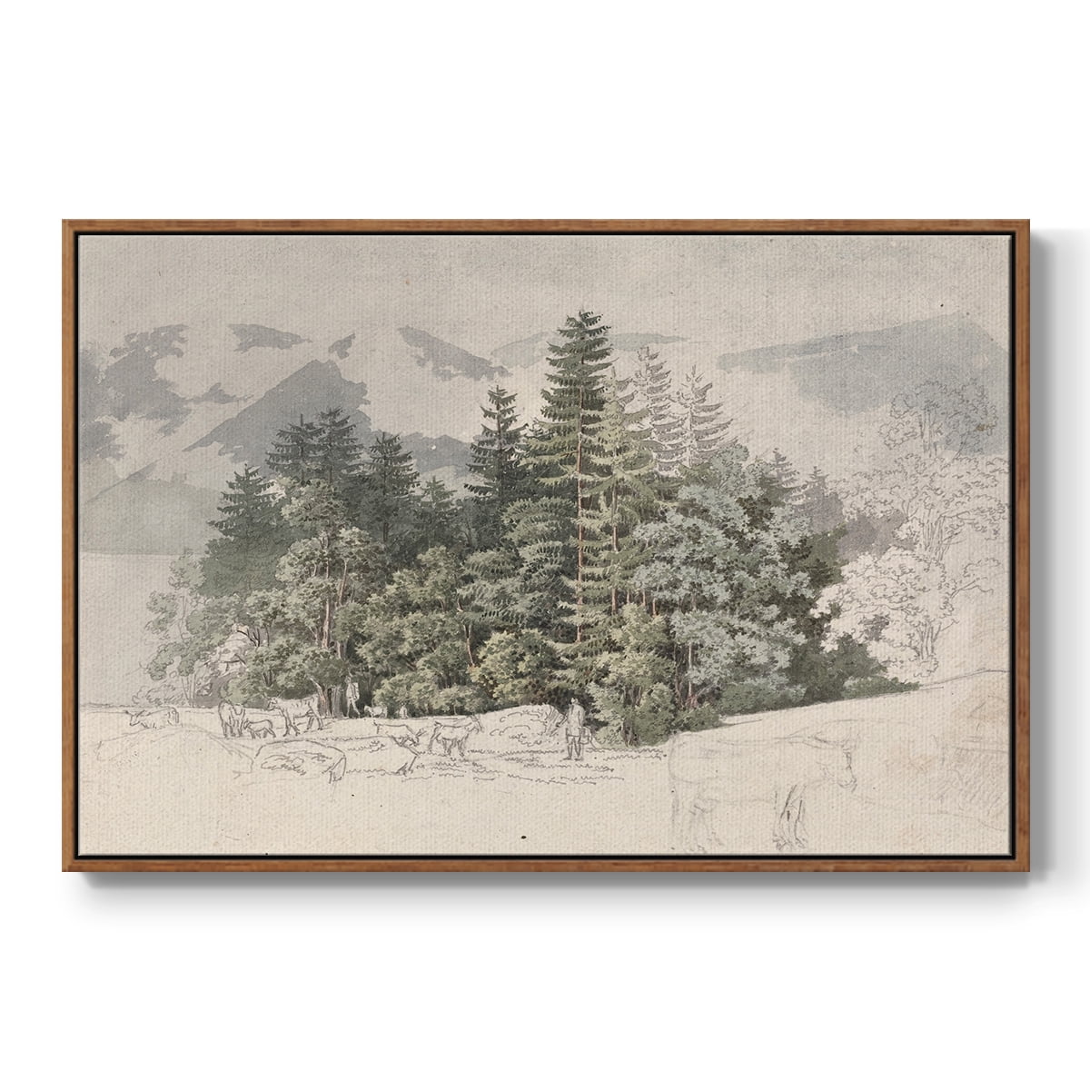 Vintage Landscape-CCLXXV By Wexford Home Framed in Walnut Wood Gallery Wrapped Canvas 27 in. x 41 in.