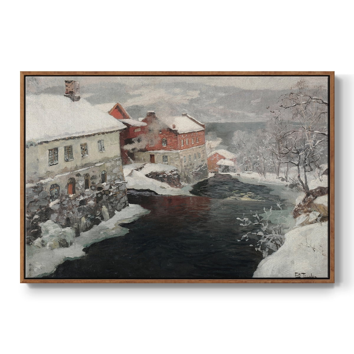 Vintage Landscape-CCLXXXIV By Wexford Home Framed in Walnut Wood Gallery Wrapped Canvas 25 in. x 37 in.