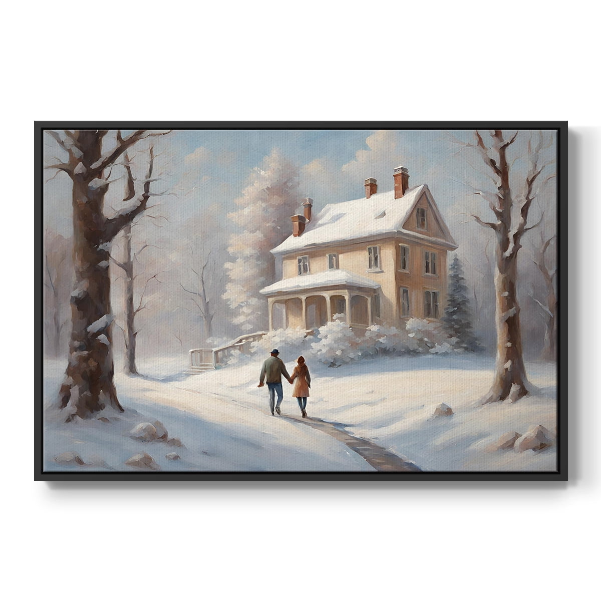 Vintage Landscape-CCVIII By Wexford Home Framed in Black Wood Gallery Wrapped Canvas 25 in. x 37 in.