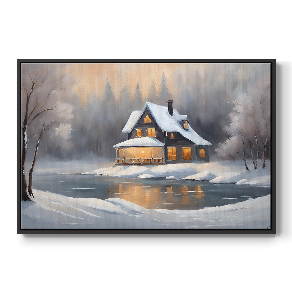 Vintage Landscape-CCXI By Wexford Home Framed in Black Wood Gallery Wrapped Canvas 17 in. x 25 in.