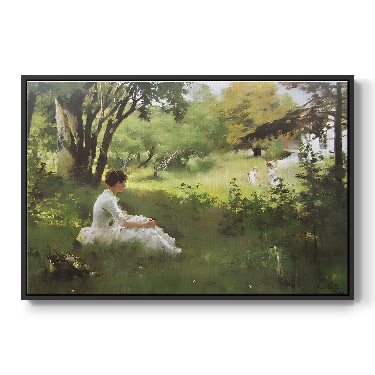 Vintage Landscape-CCXLV By Wexford Home Framed in Black Wood Gallery Wrapped Canvas 17 in. x 25 in.