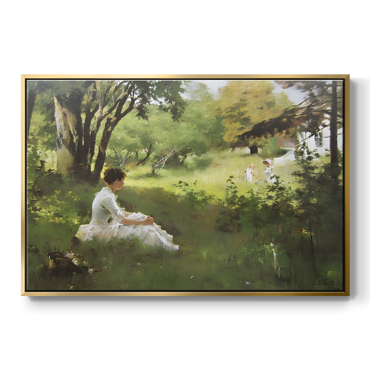 Vintage Landscape-CCXLV By Wexford Home Framed in Gold Wood Gallery Wrapped Canvas 25 in. x 37 in.