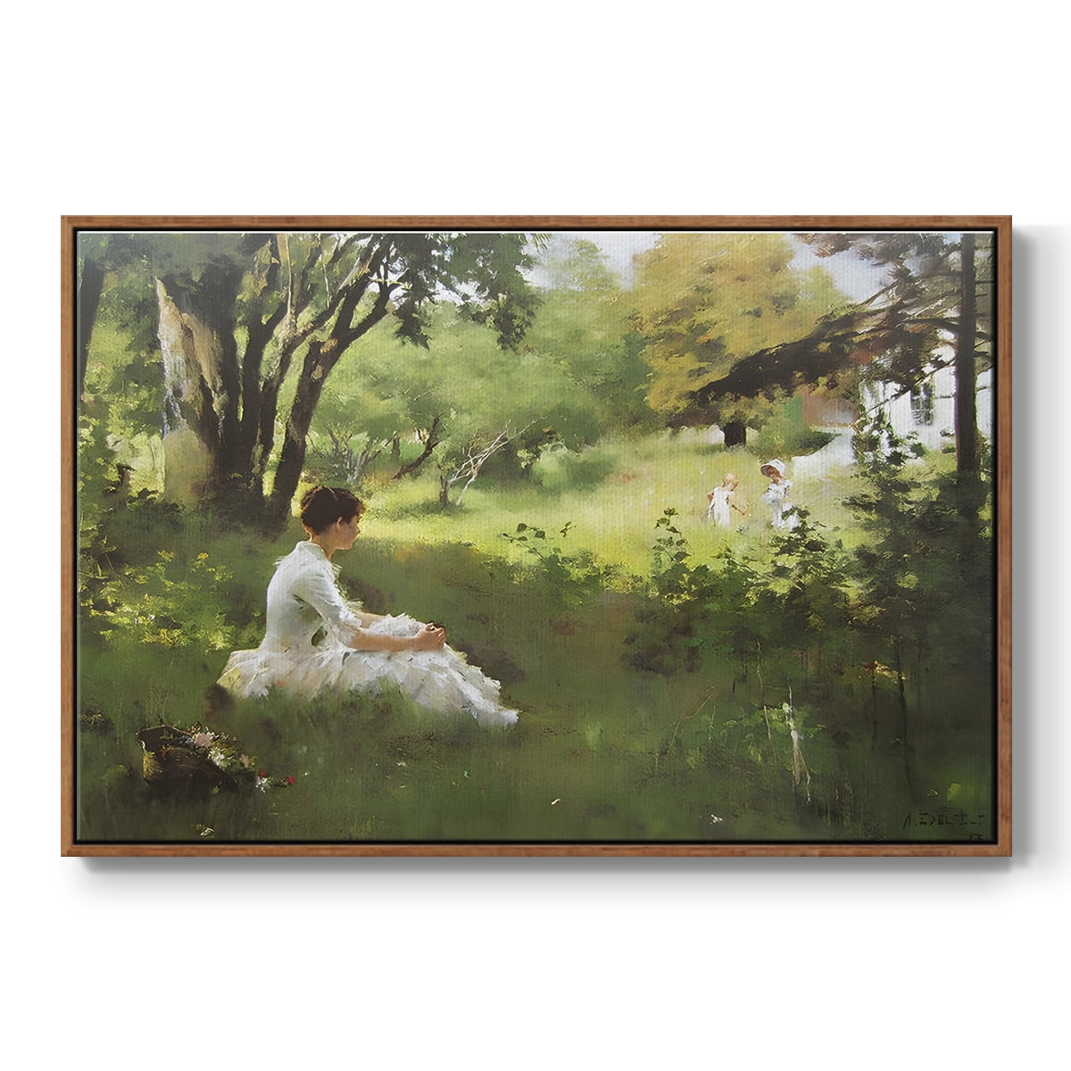 Vintage Landscape-CCXLV By Wexford Home Framed in Walnut Wood Gallery Wrapped Canvas 27 in. x 41 in.