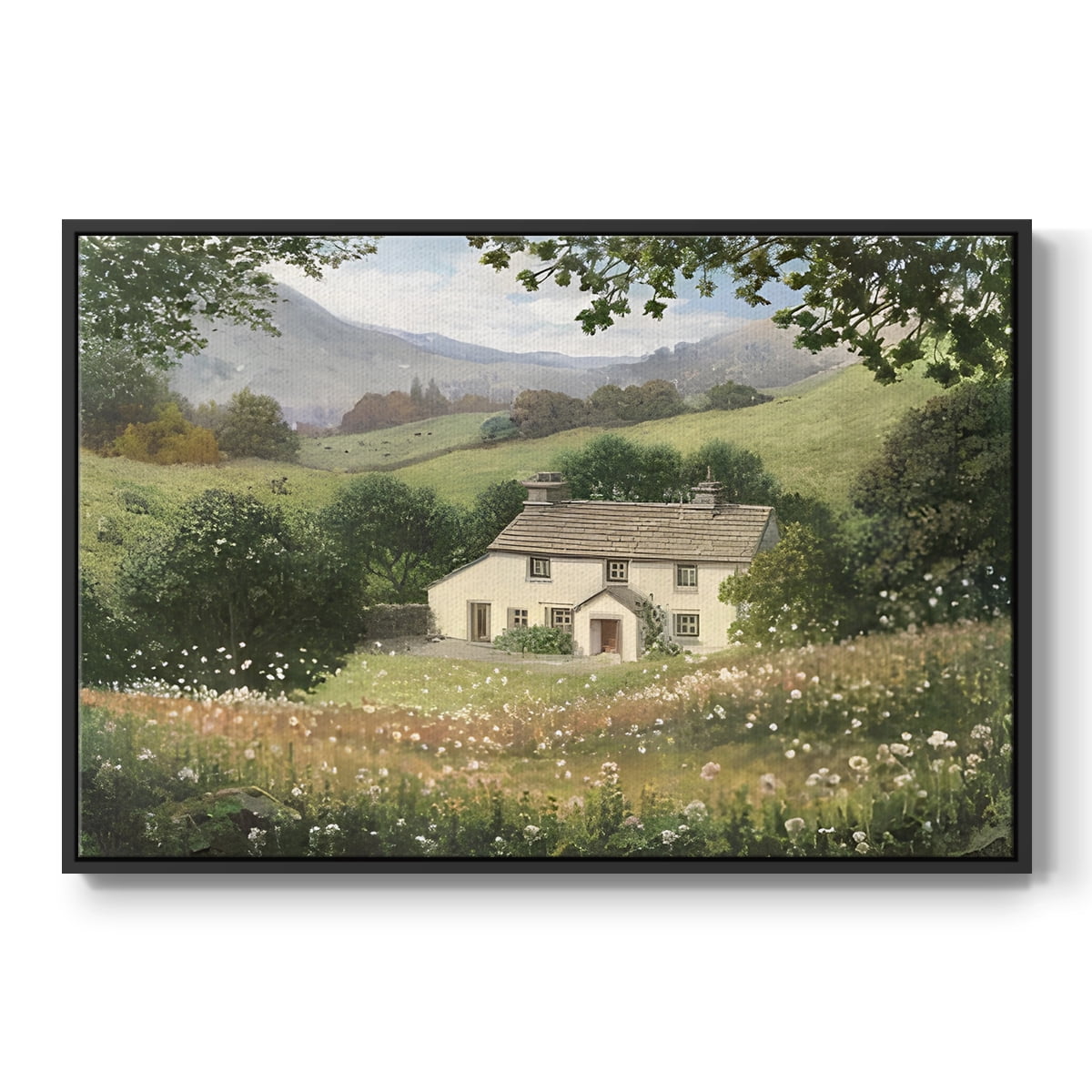 Vintage Landscape-CCXLVIII By Wexford Home Framed in Black Wood Gallery Wrapped Canvas 27 in. x 41 in.