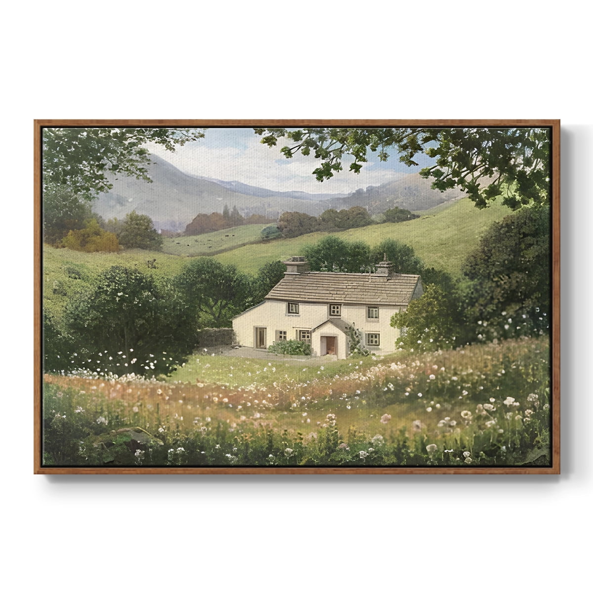 Vintage Landscape-CCXLVIII By Wexford Home Framed in Walnut Wood Gallery Wrapped Canvas 25 in. x 37 in.