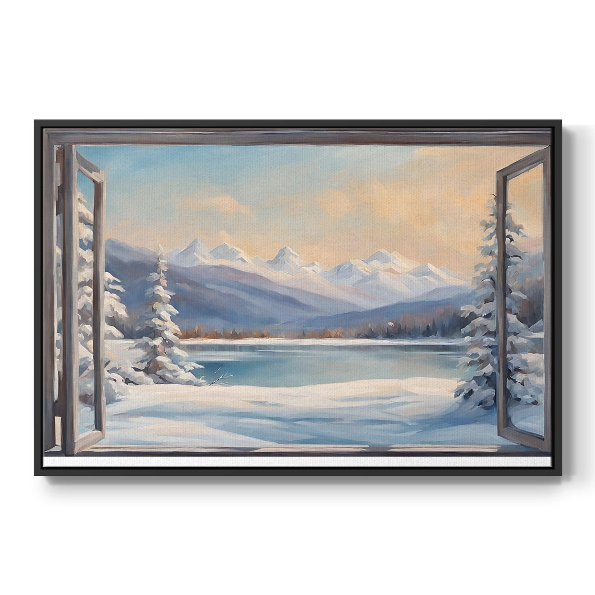 Vintage Landscape-CCXV By Wexford Home Framed in Black Wood Gallery Wrapped Canvas 17 in. x 25 in.