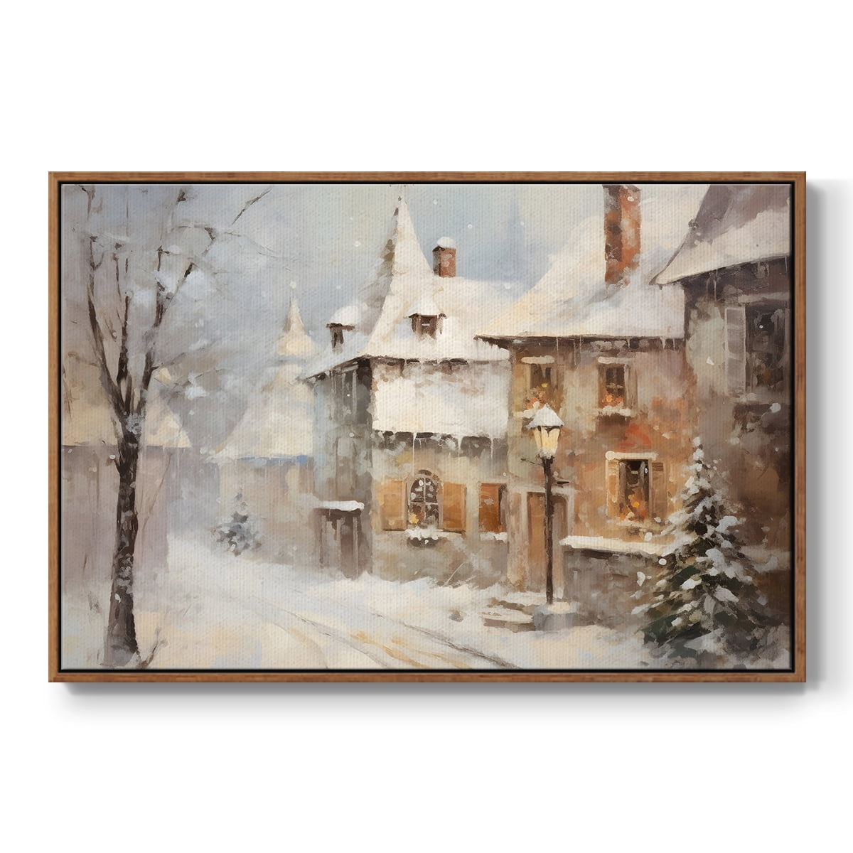 Vintage Landscape-CCXX By Wexford Home Framed in Walnut Wood Gallery Wrapped Canvas 17 in. x 25 in.