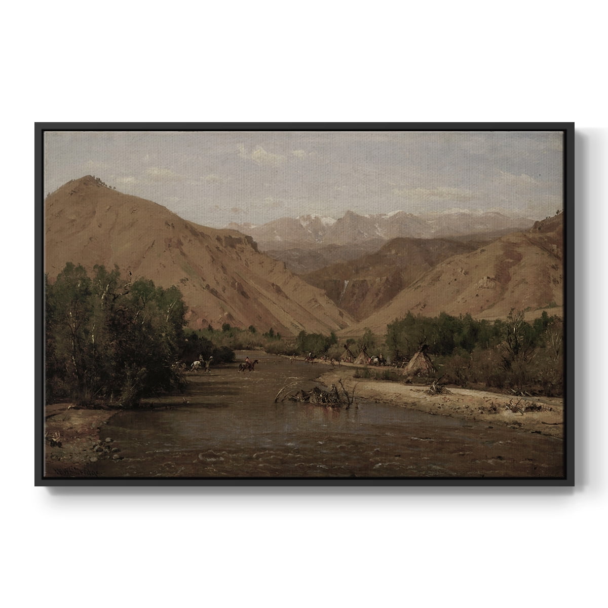 Vintage Landscape-CCXXVI By Wexford Home Framed in Black Wood Gallery Wrapped Canvas 25 in. x 37 in.