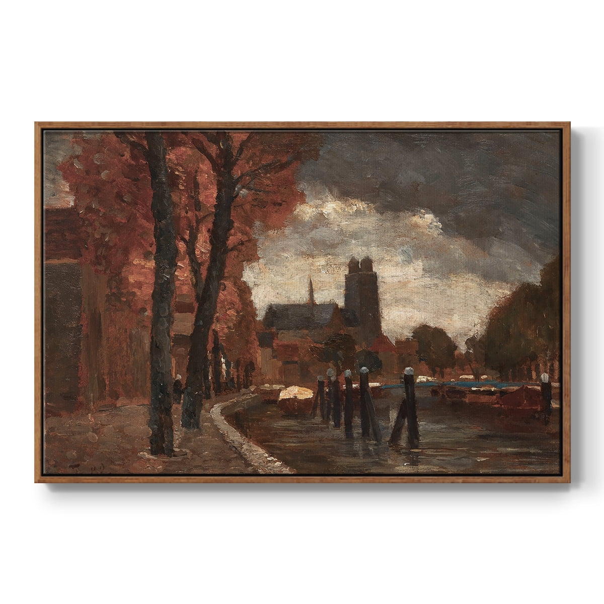 Vintage Landscape-CCXXXI By Wexford Home Framed in Walnut Wood Gallery Wrapped Canvas 25 in. x 37 in.