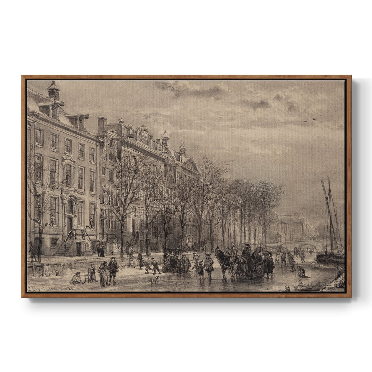 Vintage Landscape-CCXXXIII By Wexford Home Framed in Walnut Wood Gallery Wrapped Canvas 27 in. x 41 in.