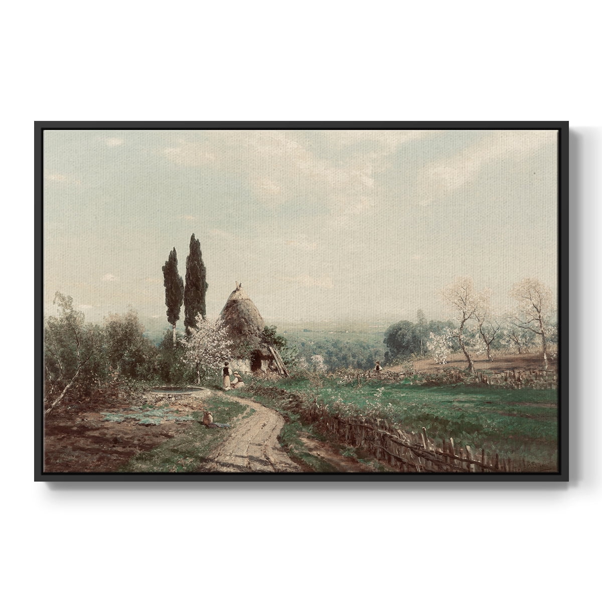 Vintage Landscape-CD By Wexford Home Framed in Black Wood Gallery Wrapped Canvas 27 in. x 41 in.