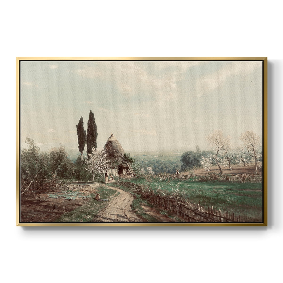 Vintage Landscape-CD By Wexford Home Framed in Gold Wood Gallery Wrapped Canvas 17 in. x 25 in.