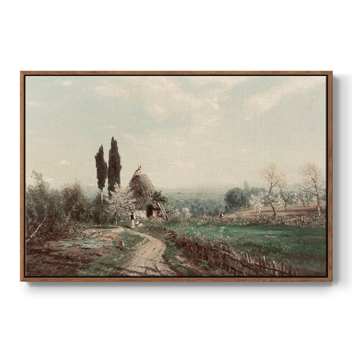 Vintage Landscape-CD By Wexford Home Framed in Walnut Wood Gallery Wrapped Canvas 17 in. x 25 in.
