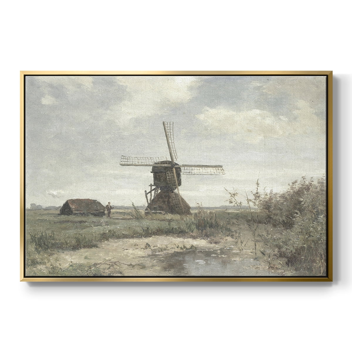 Vintage Landscape-CDI By Wexford Home Framed in Gold Wood Gallery Wrapped Canvas 17 in. x 25 in.