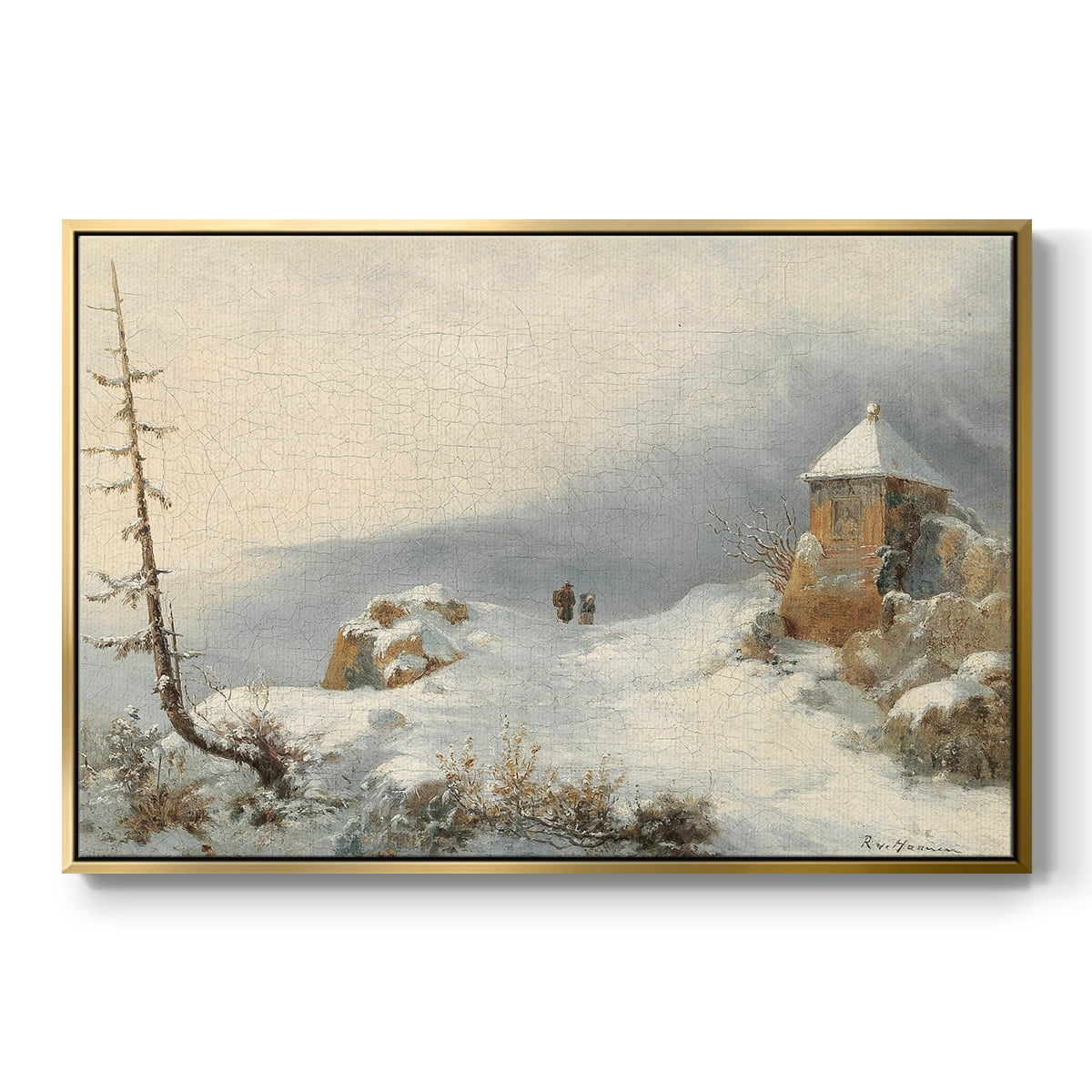 Vintage Landscape-CDIII By Wexford Home Framed in Gold Wood Gallery Wrapped Canvas 25 in. x 37 in.