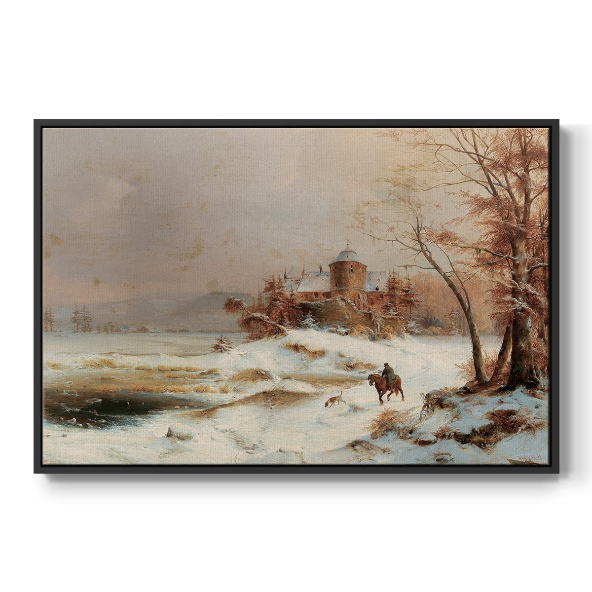 Vintage Landscape-CDIV By Wexford Home Framed in Black Wood Gallery Wrapped Canvas 25 in. x 37 in.