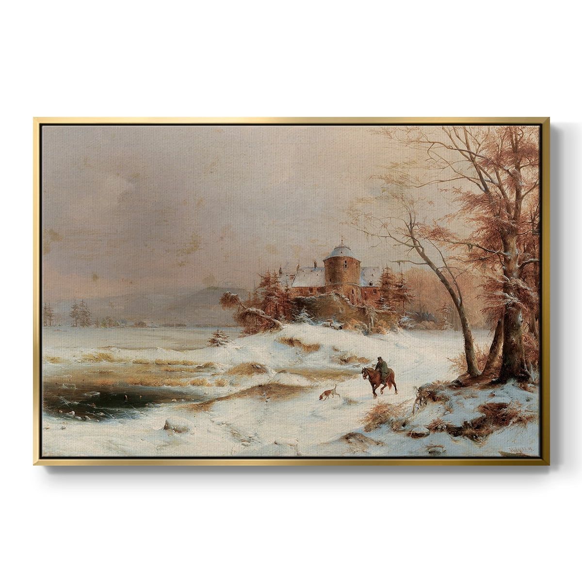 Vintage Landscape-CDIV By Wexford Home Framed in Gold Wood Gallery Wrapped Canvas 25 in. x 37 in.