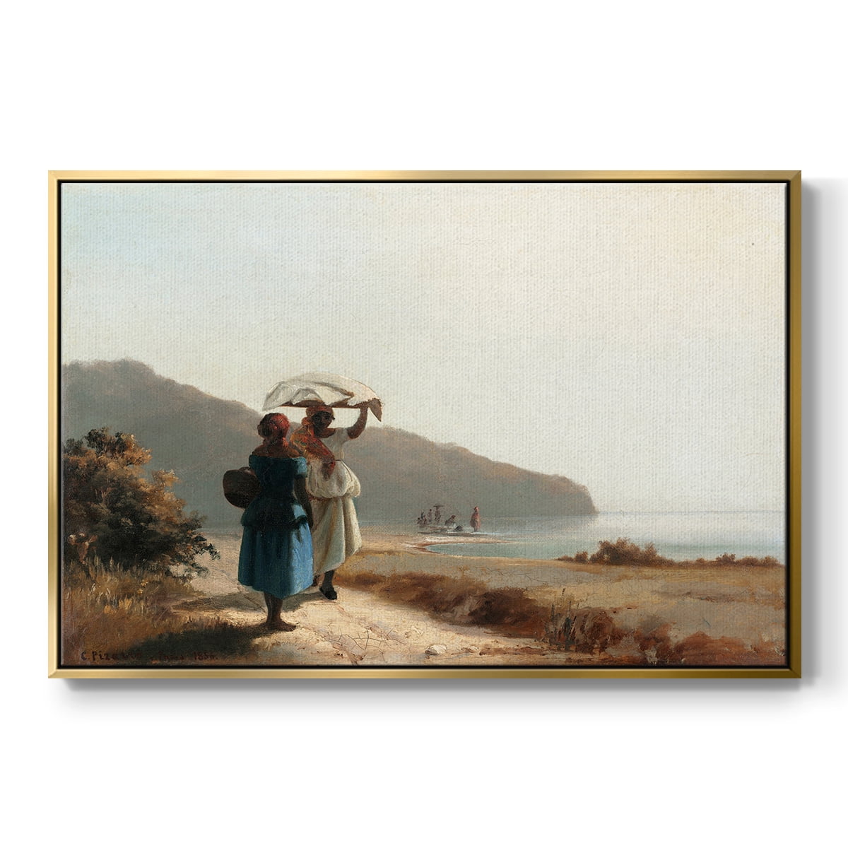Vintage Landscape-CIX By Wexford Home Framed in Gold Wood Gallery Wrapped Canvas 25 in. x 37 in.