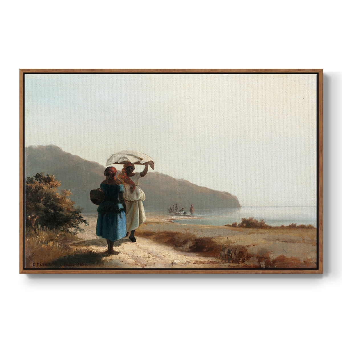 Vintage Landscape-CIX By Wexford Home Framed in Walnut Wood Gallery Wrapped Canvas 17 in. x 25 in.