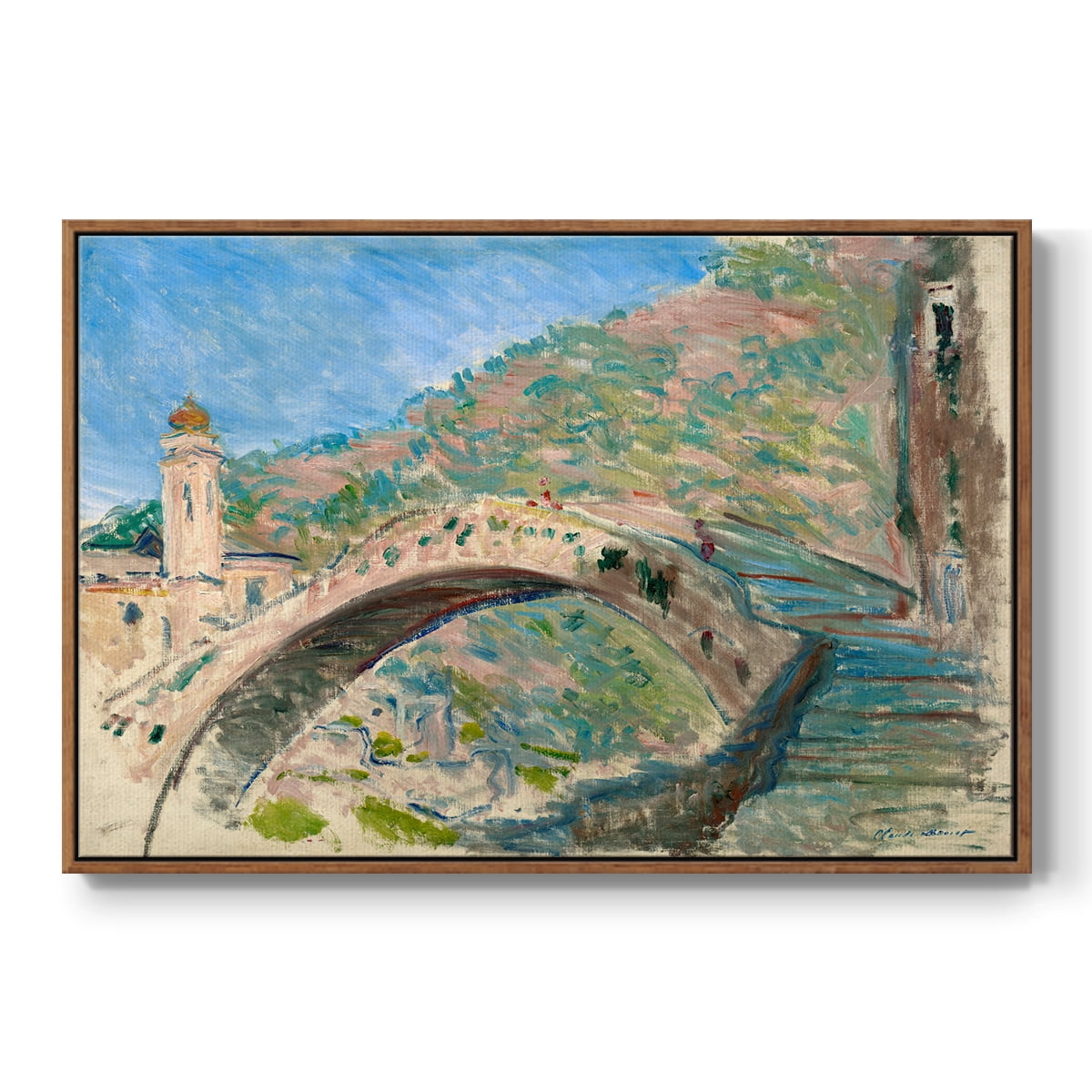 Vintage Landscape-CLIV By Wexford Home Framed in Walnut Wood Gallery Wrapped Canvas 25 in. x 37 in.
