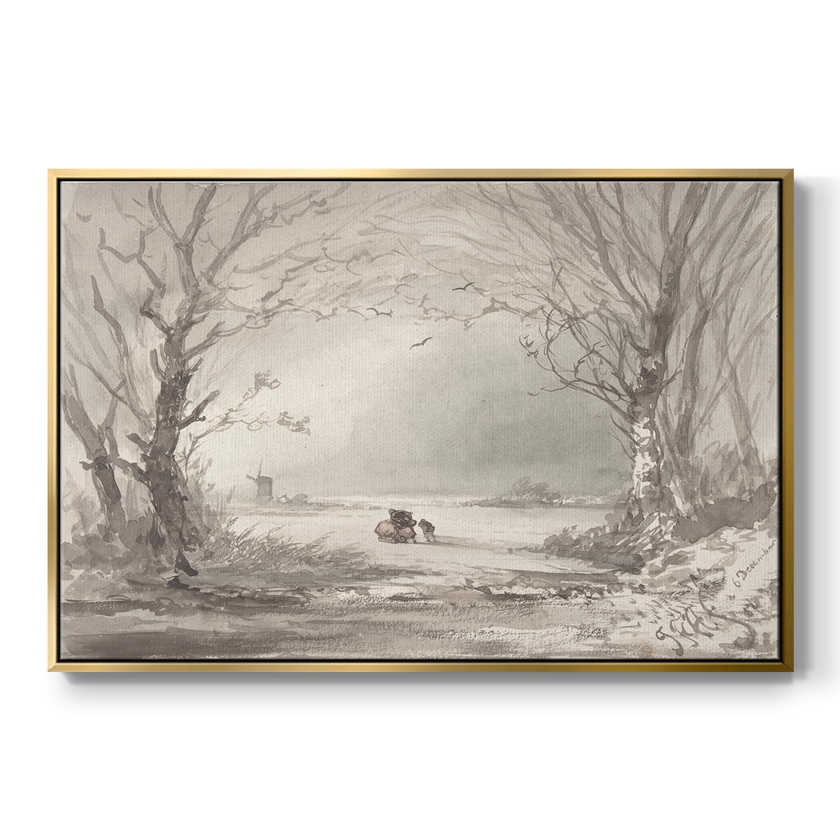 Vintage Landscape-CLXI By Wexford Home Framed in Gold Wood Gallery Wrapped Canvas 25 in. x 37 in.