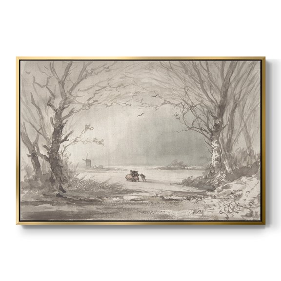 Vintage Landscape-CLXI By Wexford Home Framed in Gold Wood Gallery Wrapped Canvas 27 in. x 41 in.