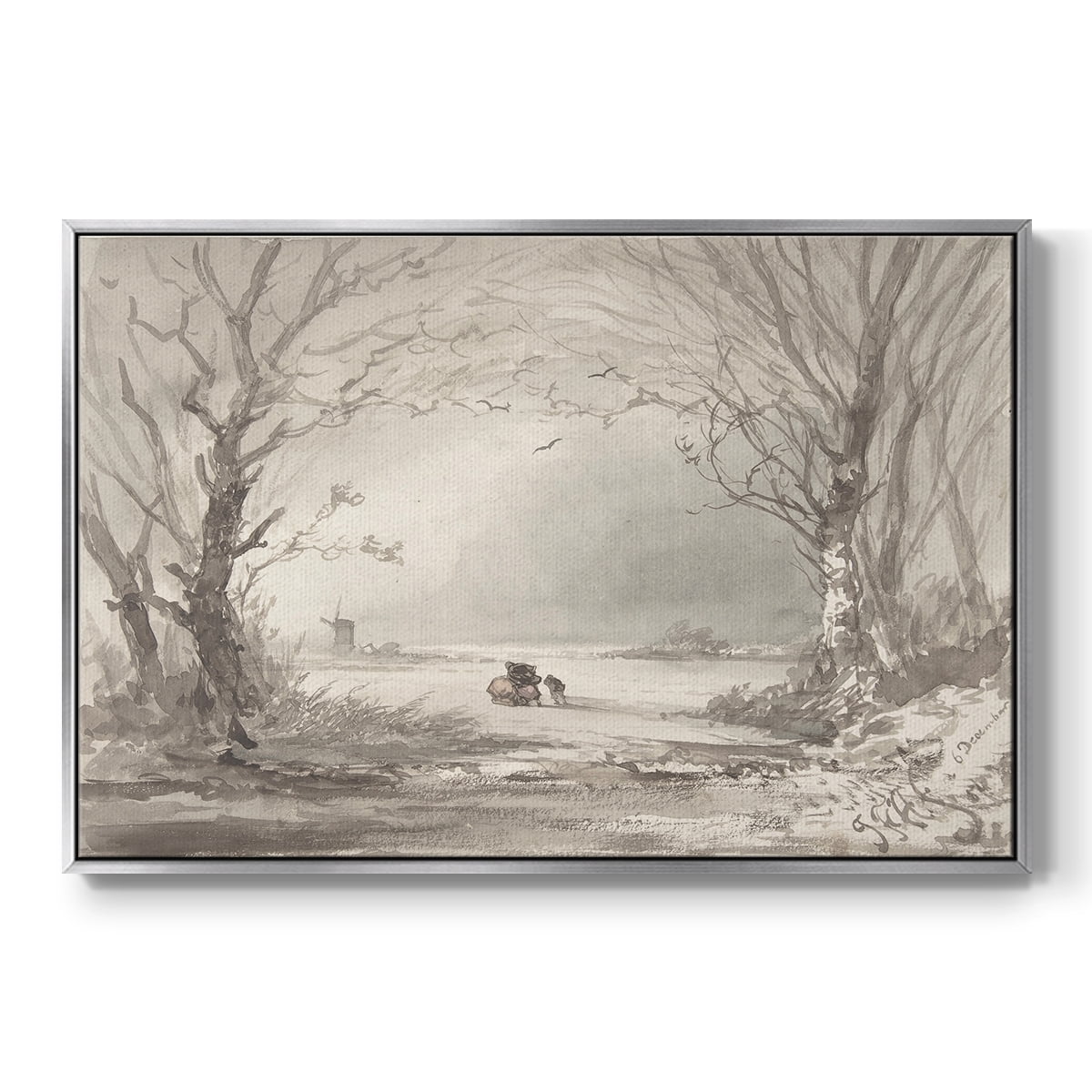 Vintage Landscape-CLXI By Wexford Home Framed in Silver Wood Gallery Wrapped Canvas 27 in. x 41 in.