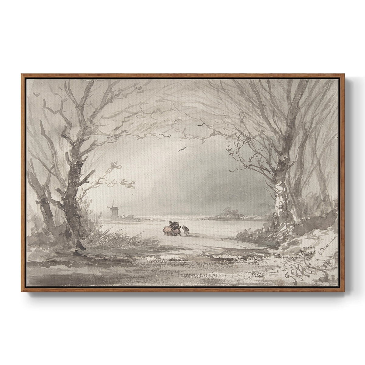 Vintage Landscape-CLXI By Wexford Home Framed in Walnut Wood Gallery Wrapped Canvas 17 in. x 25 in.