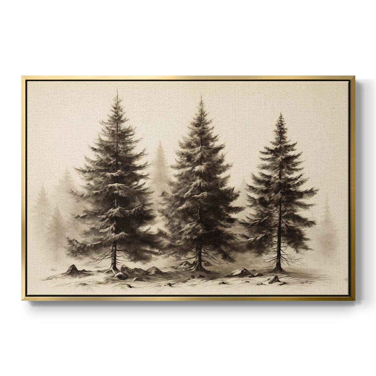 Vintage Landscape-CLXX By Wexford Home Framed in Gold Wood Gallery Wrapped Canvas 25 in. x 37 in.