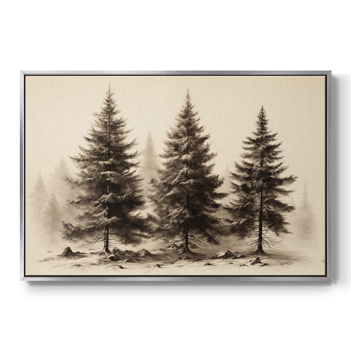 Vintage Landscape-CLXX By Wexford Home Framed in Silver Wood Gallery Wrapped Canvas 17 in. x 25 in.