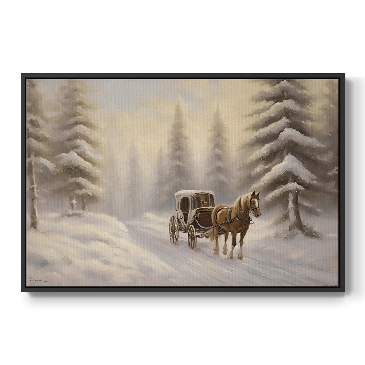 Vintage Landscape-CLXXI By Wexford Home Framed in Black Wood Gallery Wrapped Canvas 27 in. x 41 in.