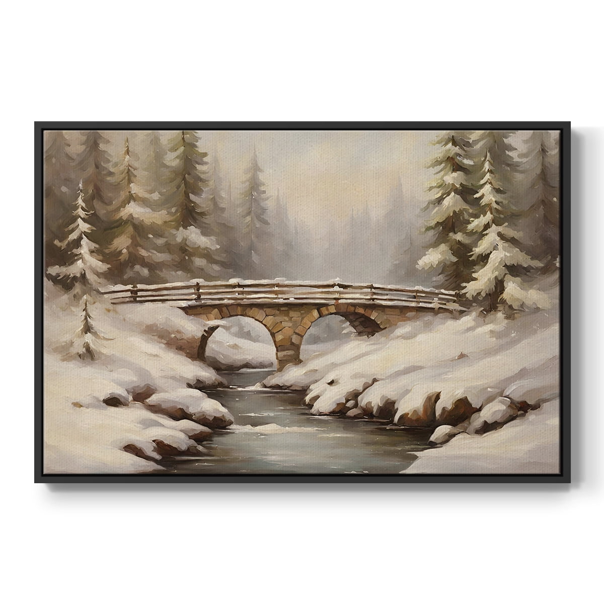 Vintage Landscape-CLXXVI By Wexford Home Framed in Black Wood Gallery Wrapped Canvas 25 in. x 37 in.