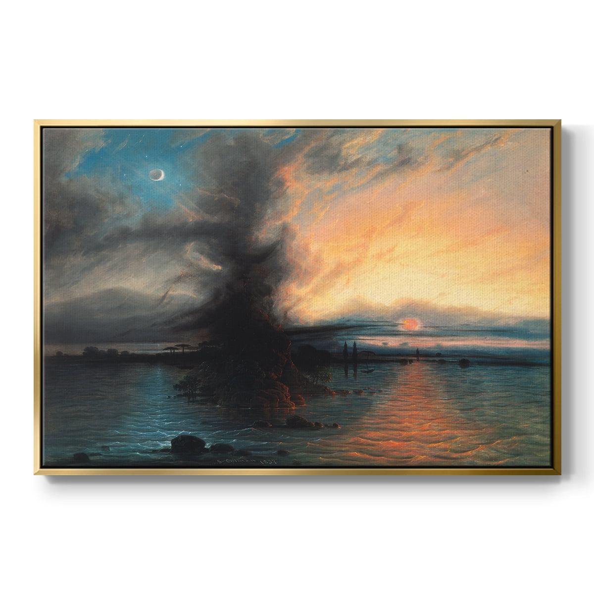 Vintage Landscape-CX By Wexford Home Framed in Gold Wood Gallery Wrapped Canvas 25 in. x 37 in.