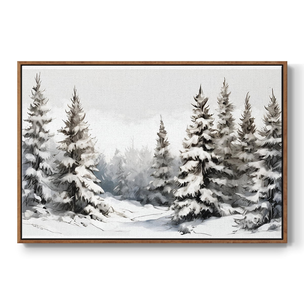 Vintage Landscape-CXCIII By Wexford Home Framed in Walnut Wood Gallery Wrapped Canvas 27 in. x 41 in.