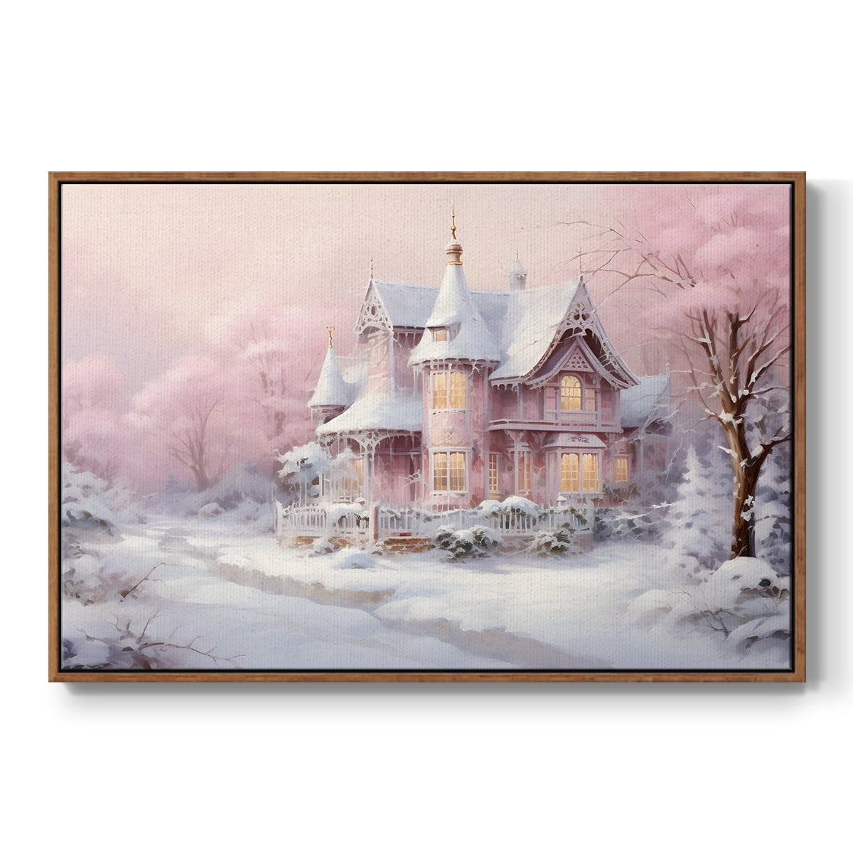Vintage Landscape-CXCV By Wexford Home Framed in Walnut Wood Gallery Wrapped Canvas 27 in. x 41 in.