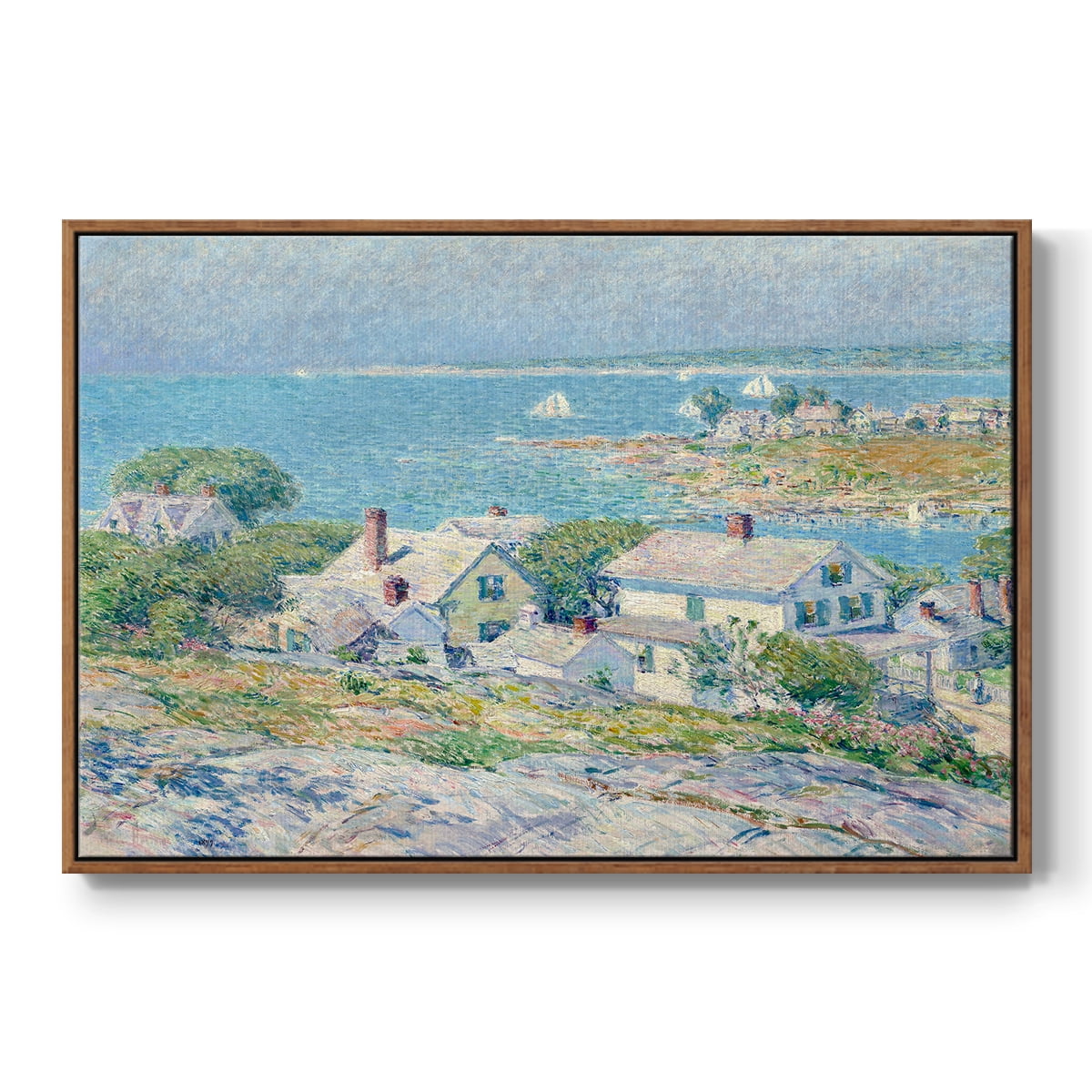 Vintage Landscape-CXI By Wexford Home Framed in Walnut Wood Gallery Wrapped Canvas 25 in. x 37 in.