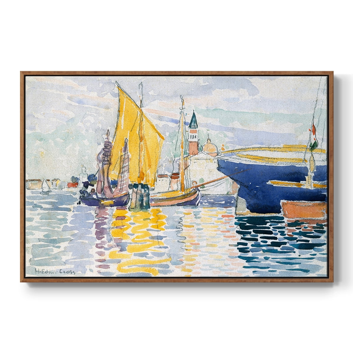 Vintage Landscape-CXL By Wexford Home Framed in Walnut Wood Gallery Wrapped Canvas 27 in. x 41 in.