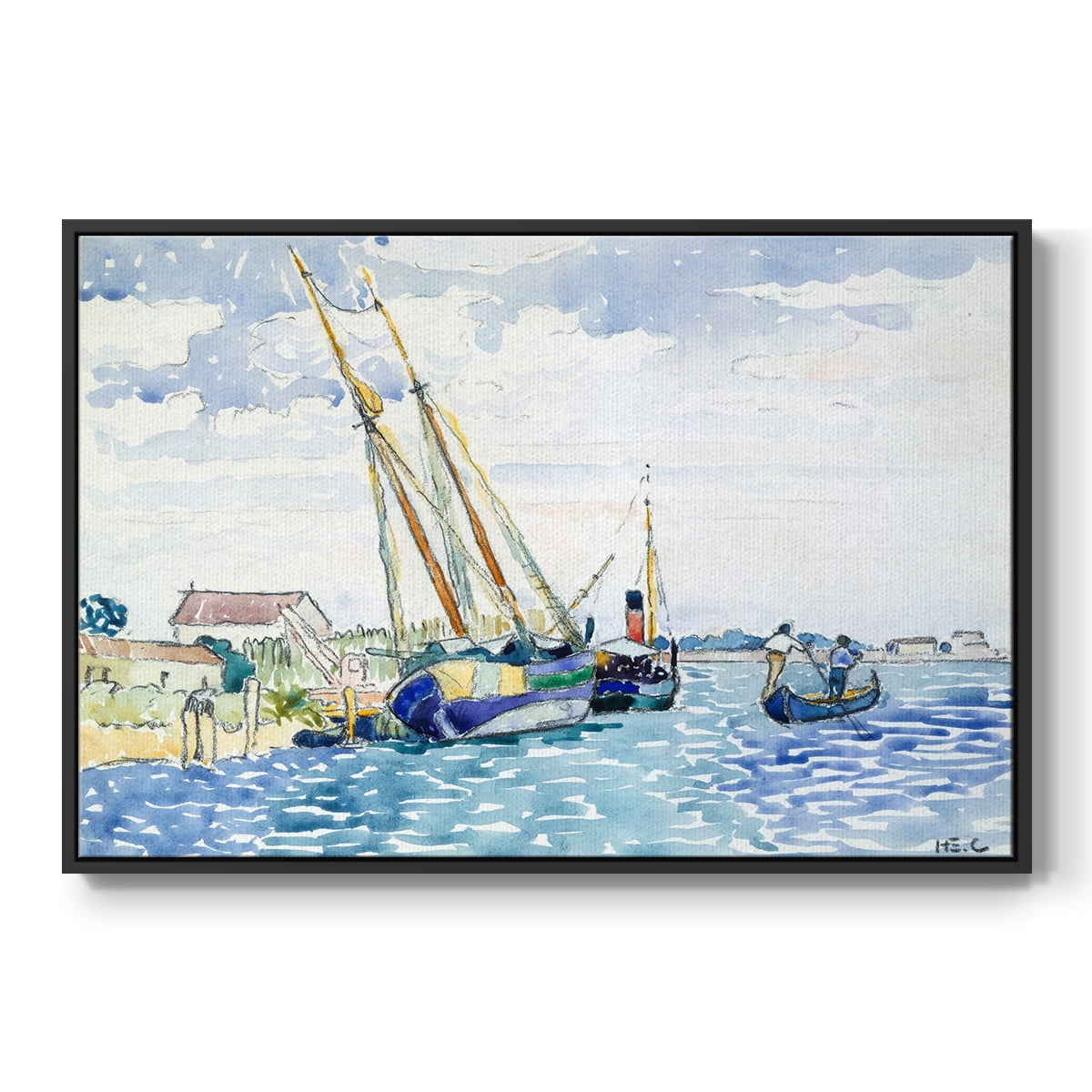 Vintage Landscape-CXLVII By Wexford Home Framed in Black Wood Gallery Wrapped Canvas 25 in. x 37 in.
