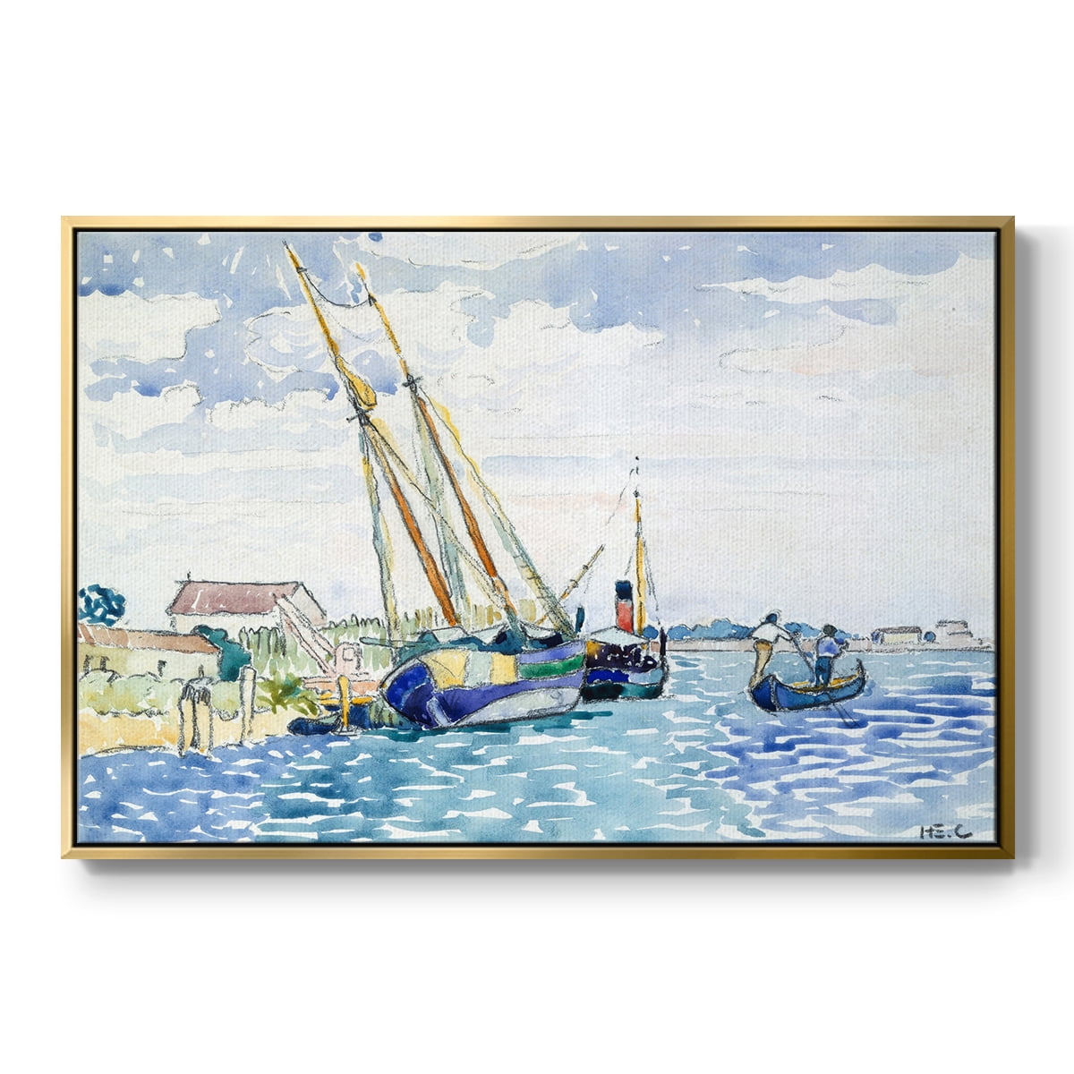 Vintage Landscape-CXLVII By Wexford Home Framed in Gold Wood Gallery Wrapped Canvas 17 in. x 25 in.