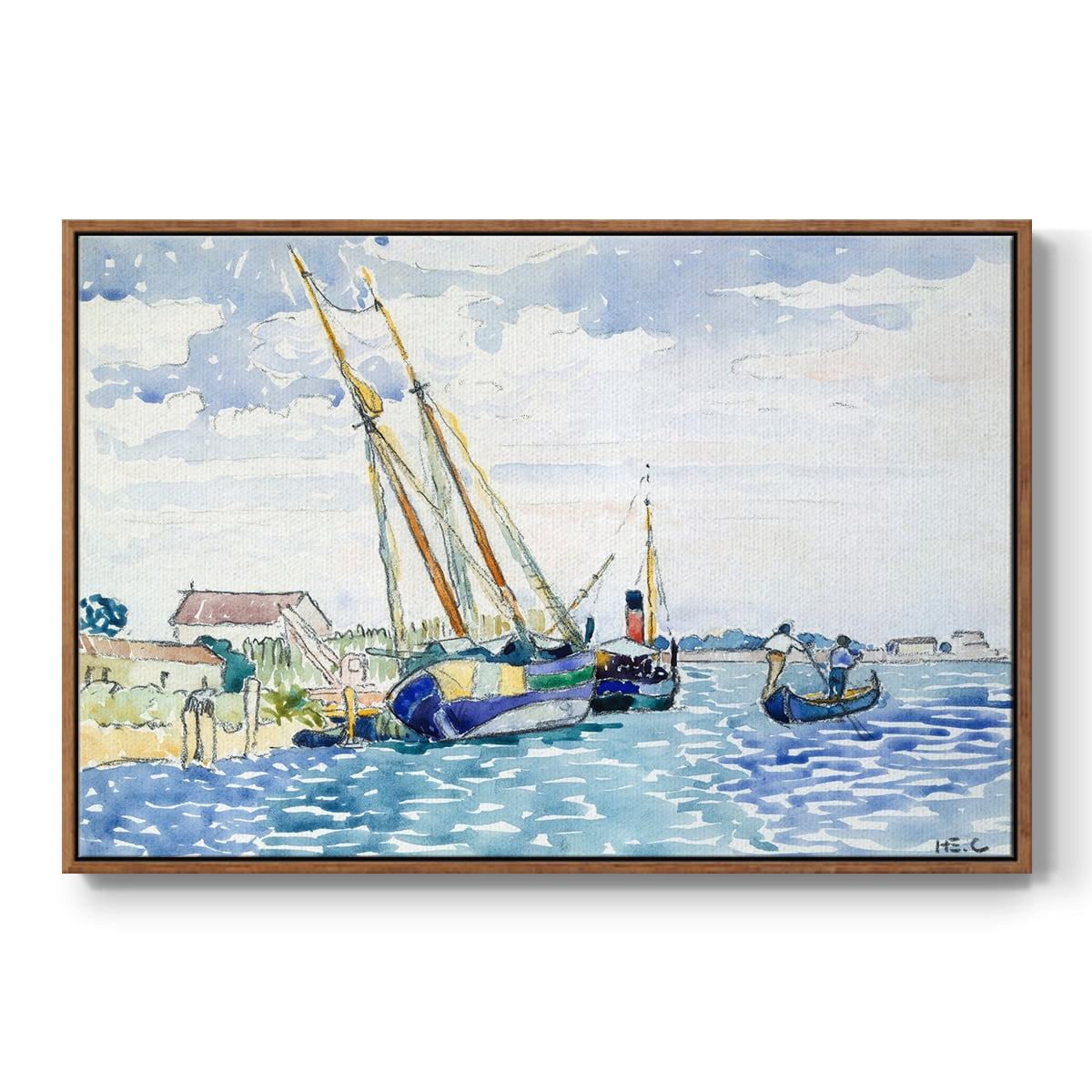 Vintage Landscape-CXLVII By Wexford Home Framed in Walnut Wood Gallery Wrapped Canvas 27 in. x 41 in.