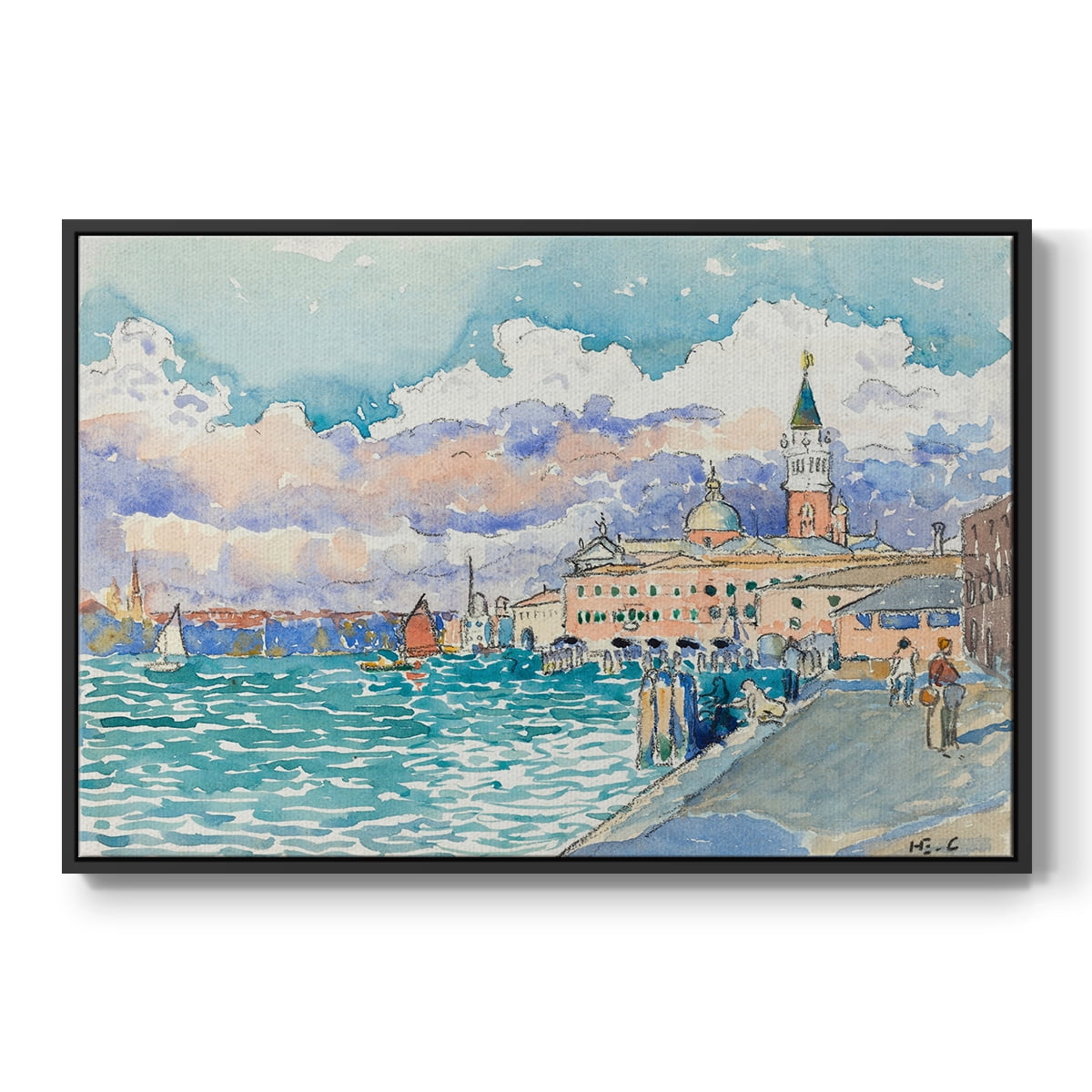 Vintage Landscape-CXVII By Wexford Home Framed in Black Wood Gallery Wrapped Canvas 17 in. x 25 in.