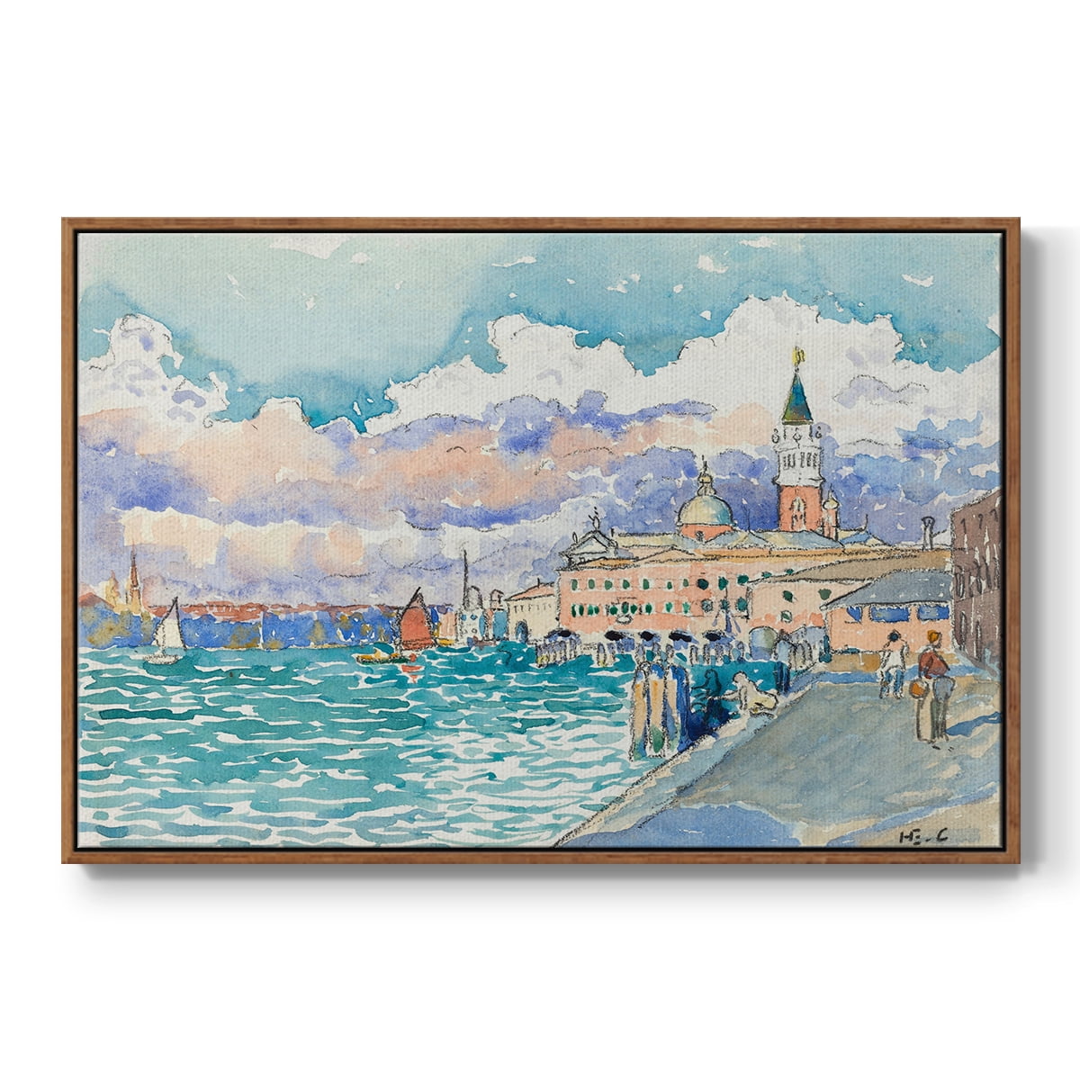 Vintage Landscape-CXVII By Wexford Home Framed in Walnut Wood Gallery Wrapped Canvas 17 in. x 25 in.