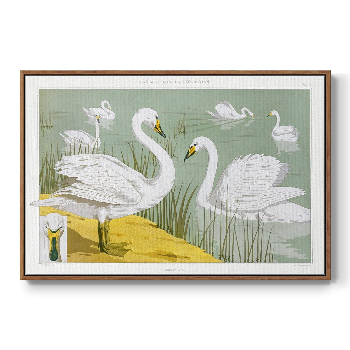 Vintage Landscape-CXX By Wexford Home Framed in Walnut Wood Gallery Wrapped Canvas 25 in. x 37 in.