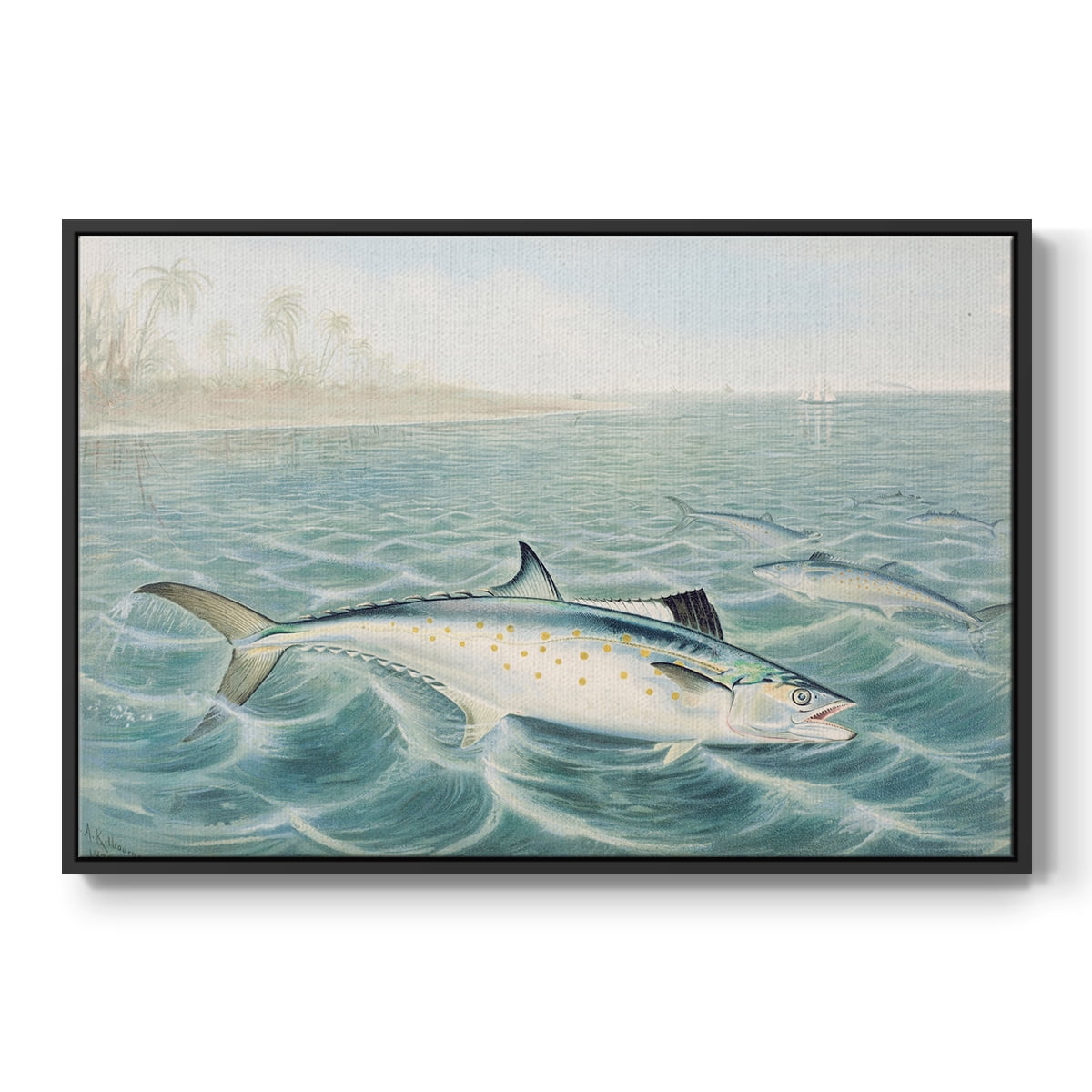 Vintage Landscape-CXXXI By Wexford Home Framed in Black Wood Gallery Wrapped Canvas 25 in. x 37 in.