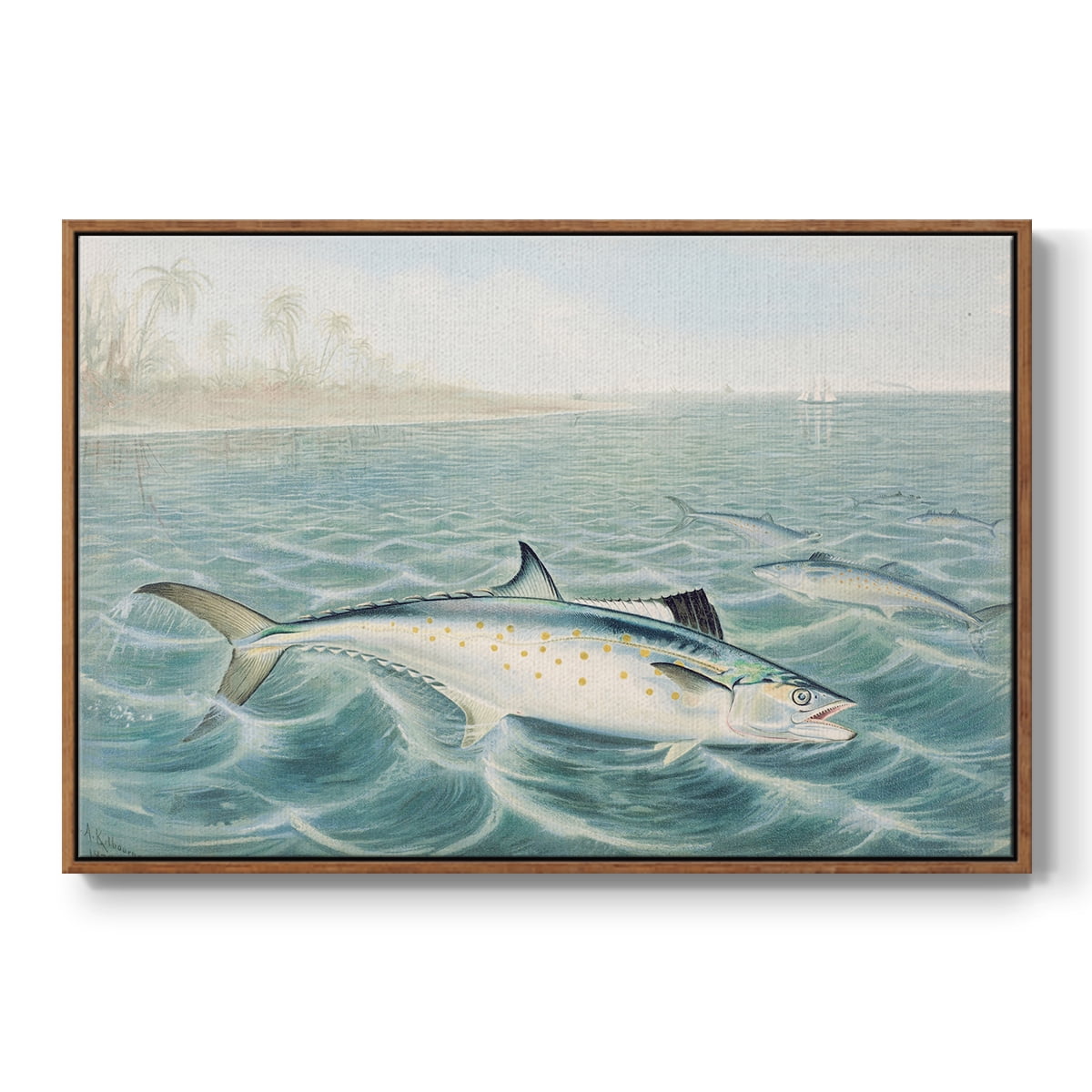Vintage Landscape-CXXXI By Wexford Home Framed in Walnut Wood Gallery Wrapped Canvas 25 in. x 37 in.