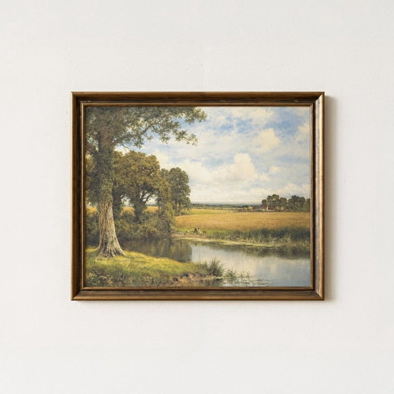 Vintage Landscape English Countryside Traditional Living Minimalist Decorative Design Statement Accent Wall Decor
